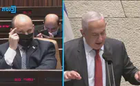 Bennett gestures that Netanyahu is 'crazy' during speech