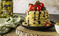 Olive Ricotta Pancakes with Balsamic Glaze