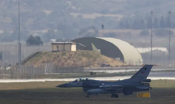 F-16 fighter jet lands at Incirlik air base