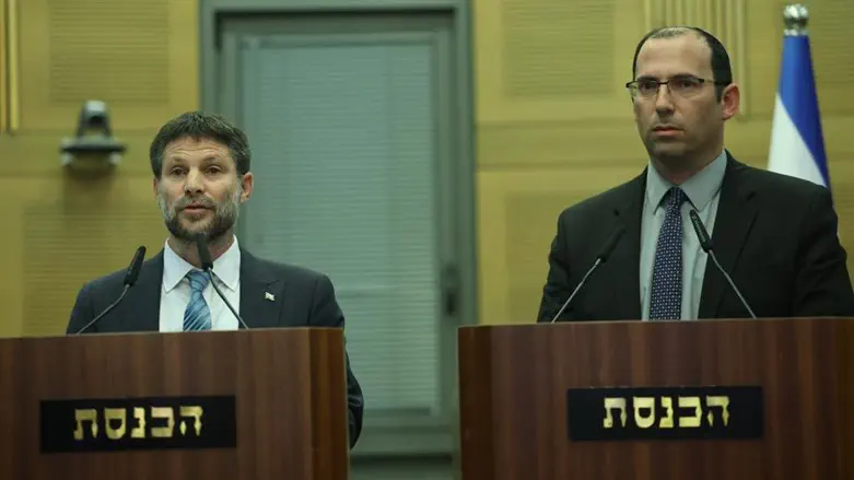 Smotrich and Rotman at a joint press conference this evening