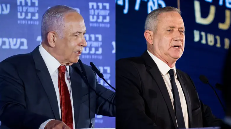 PM Netanyahu (L) and Benny Gantz (R)