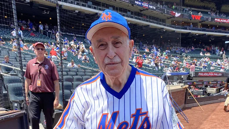 Leo Ullman threw out the ceremonial first pitch at the New York Mets game at Citi Field