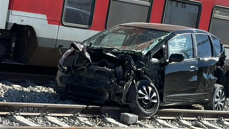 The car that was struck by the train