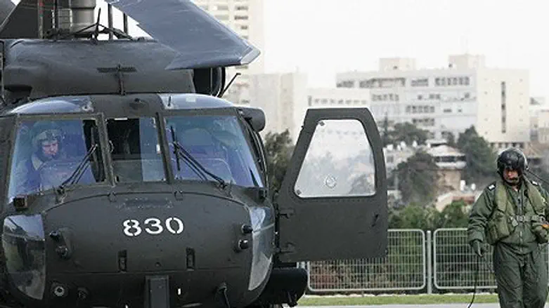 IDF helicopter at hospital in Ashkelon