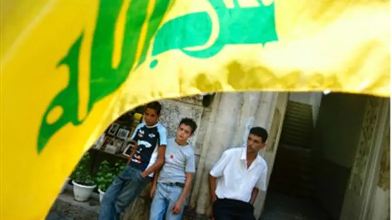 Hizbullah flag on Lebanon street.