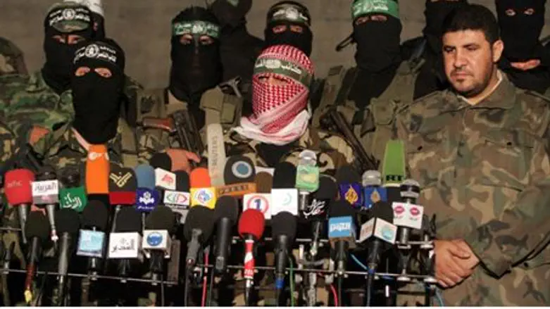 Hamas and other terrorists at Gaza news confe