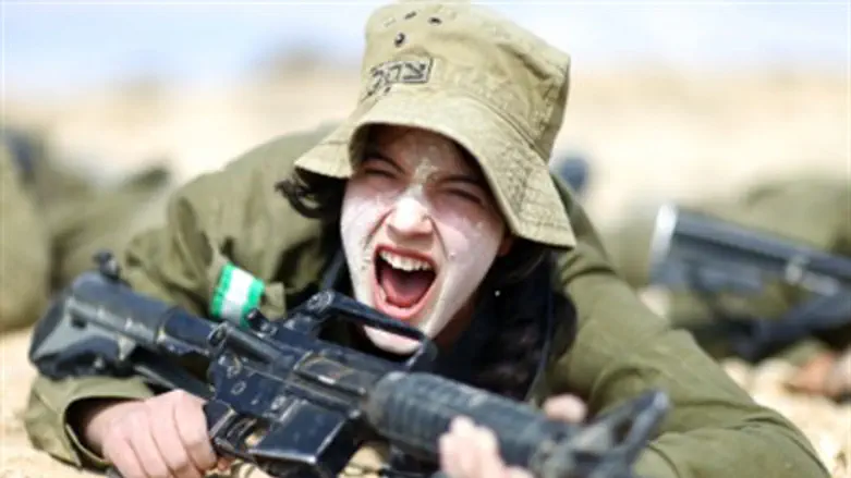 Woman in combat training.