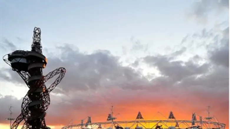 The sun sets at London's Olympic Park