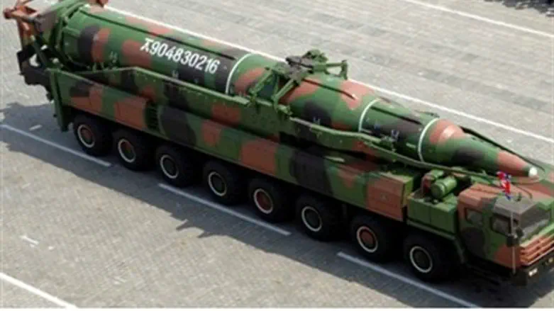 A North Korean rocket in a military parade 