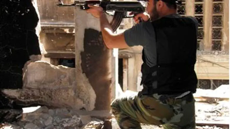Free Syrian Army soldier in  military exercis