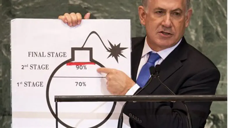 Netanyahu illustrates the "red line"