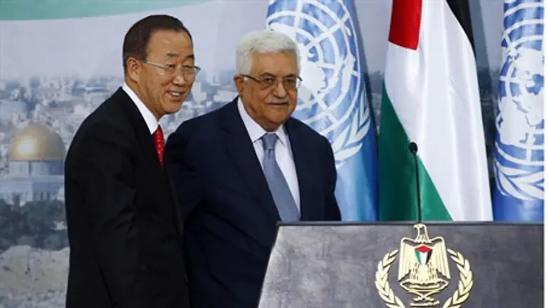 Mahmoud Abbas and Ban Ki-moon (file)
