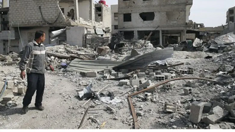 Damage in Harasta area of Damascus this week