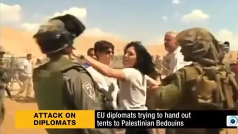 Castaing throws a punch at IDF soldier
