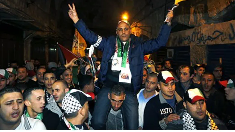Freed terrorist Ahmed Khalaf in Jerusalem's O