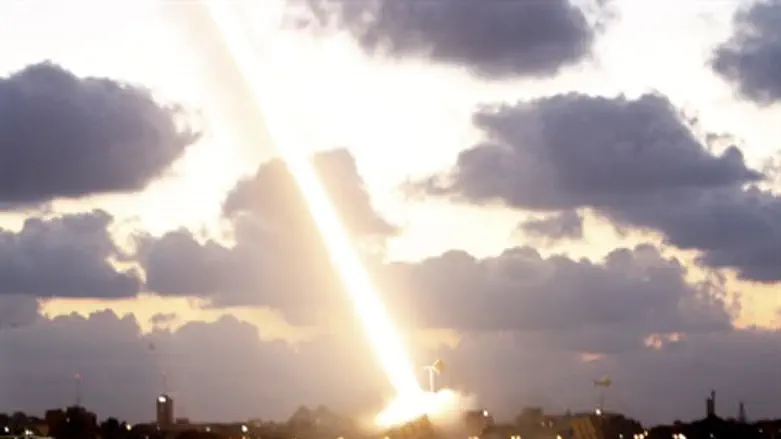 The Iron Dome intercepts a Hamas-fired missil
