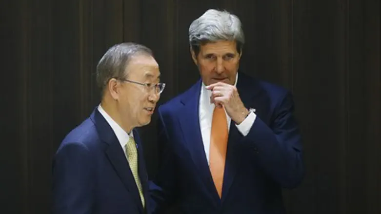 John Kerry with UN Sec. General Ban Ki Moon