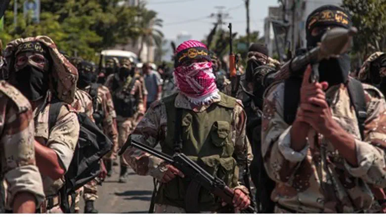 Islamic Jihad terrorists during Gaza "victory" parade