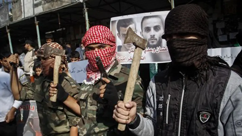 Terrorists in Gaza celebrate Har Nof attack