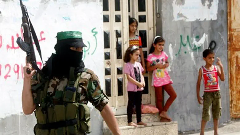 Hamas terrorist with Gaza children