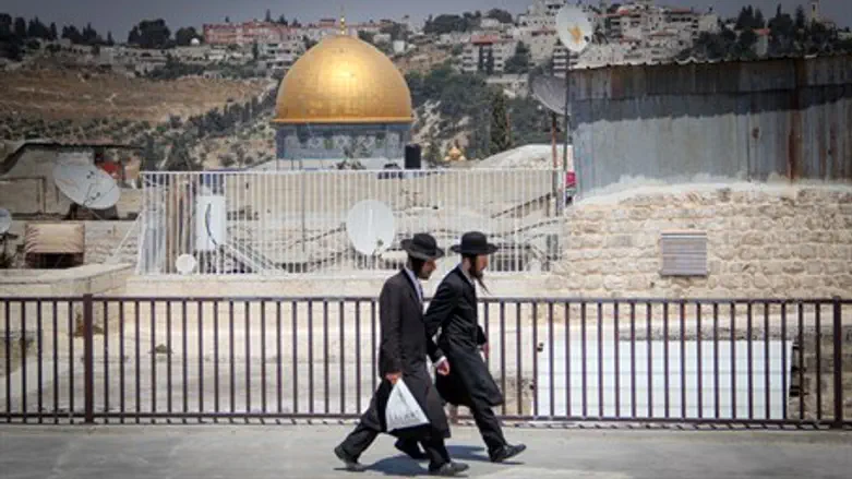 Haredi Jews walk close to the Temple Mount in Jerusalem (illustration)