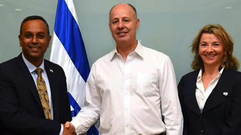 Joel and Natasha with Chairman of Knesset Foreign Affairs and Defense Committee Tzahi Hane