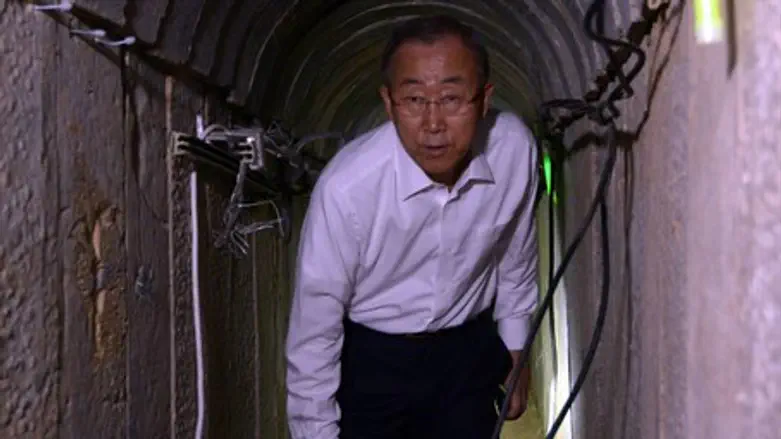 Ban Ki-Moon visits Hamas terror tunnel