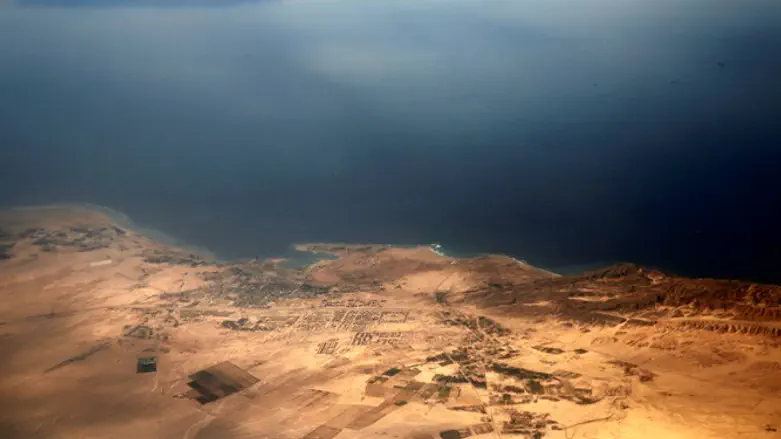 Aerial view of the two islands of Tiran and Sanafir