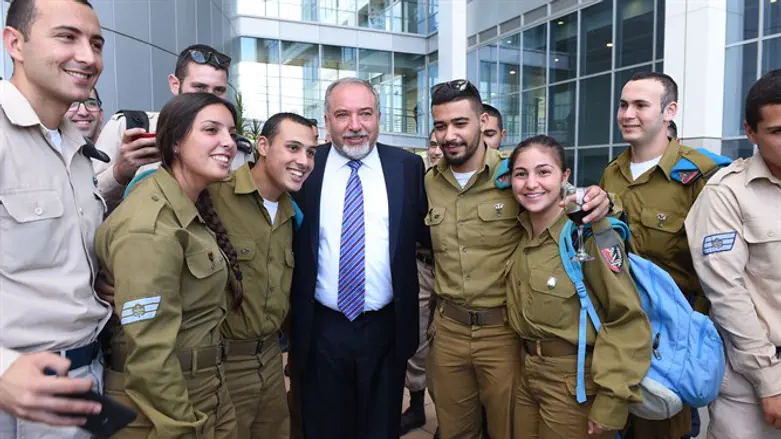 Liberman with IDF soldiers, today
