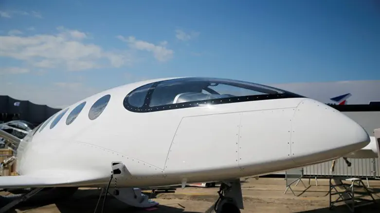 Israeli Eviation Alice electric aircraft is seen on static display, before the o