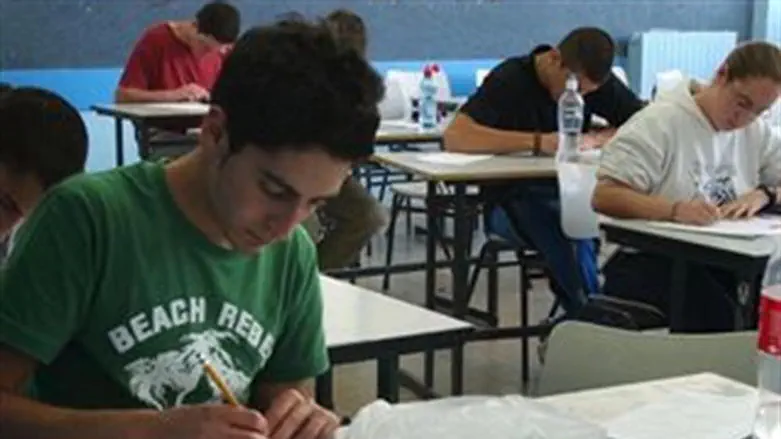 High school students taking a test