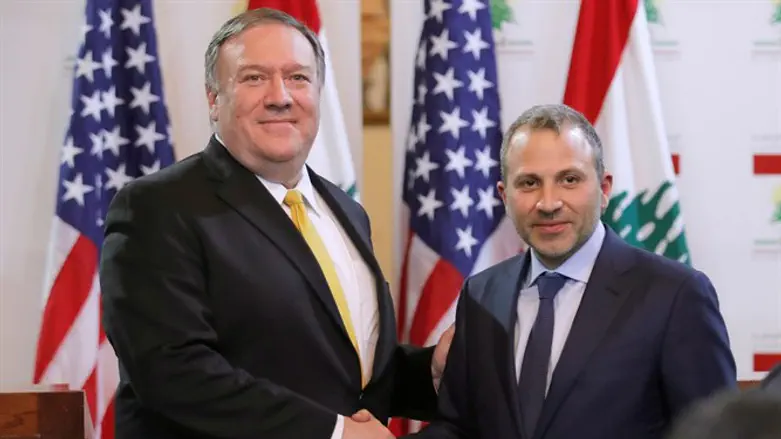 US Secretary of State Mike Pompeo with Lebanese Foreign Minister Gebran Bassil