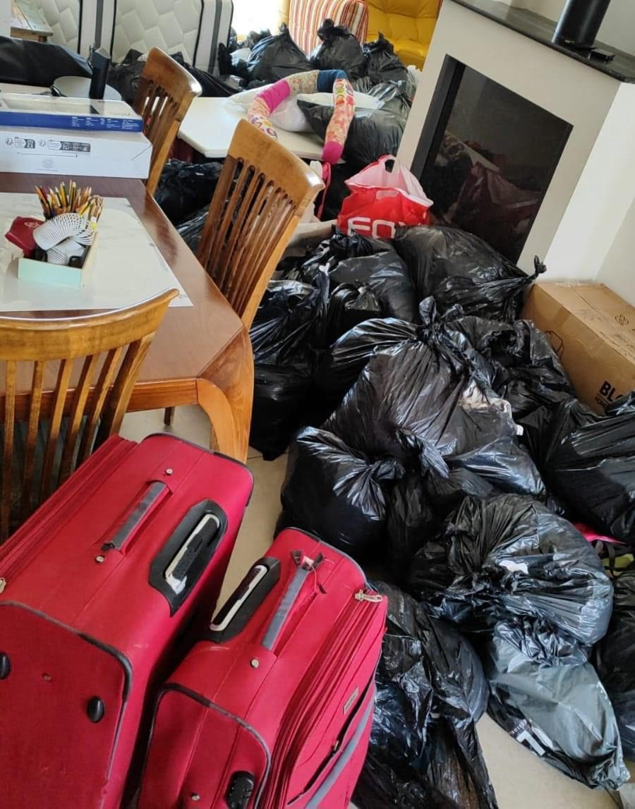 Evacuated family possessions