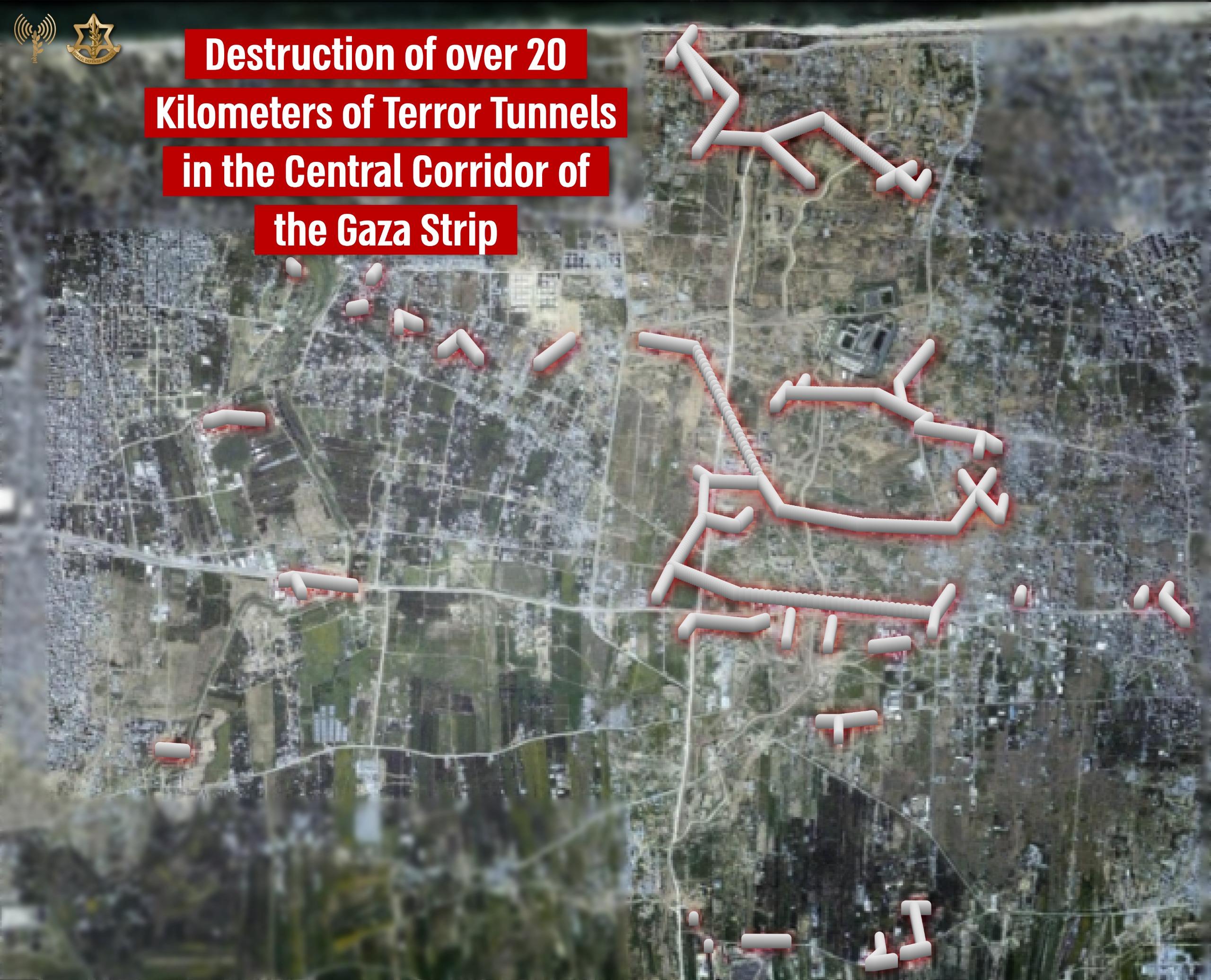 Over 20km of terror tunnels destroyed in central Gaza 