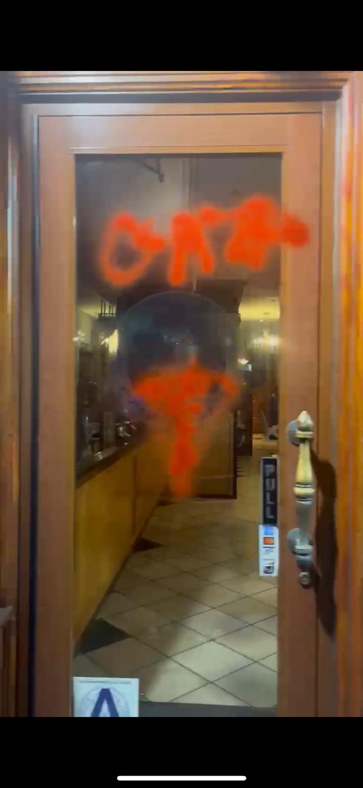 Hamas-aping vandalism at the Blue Moon Hotel