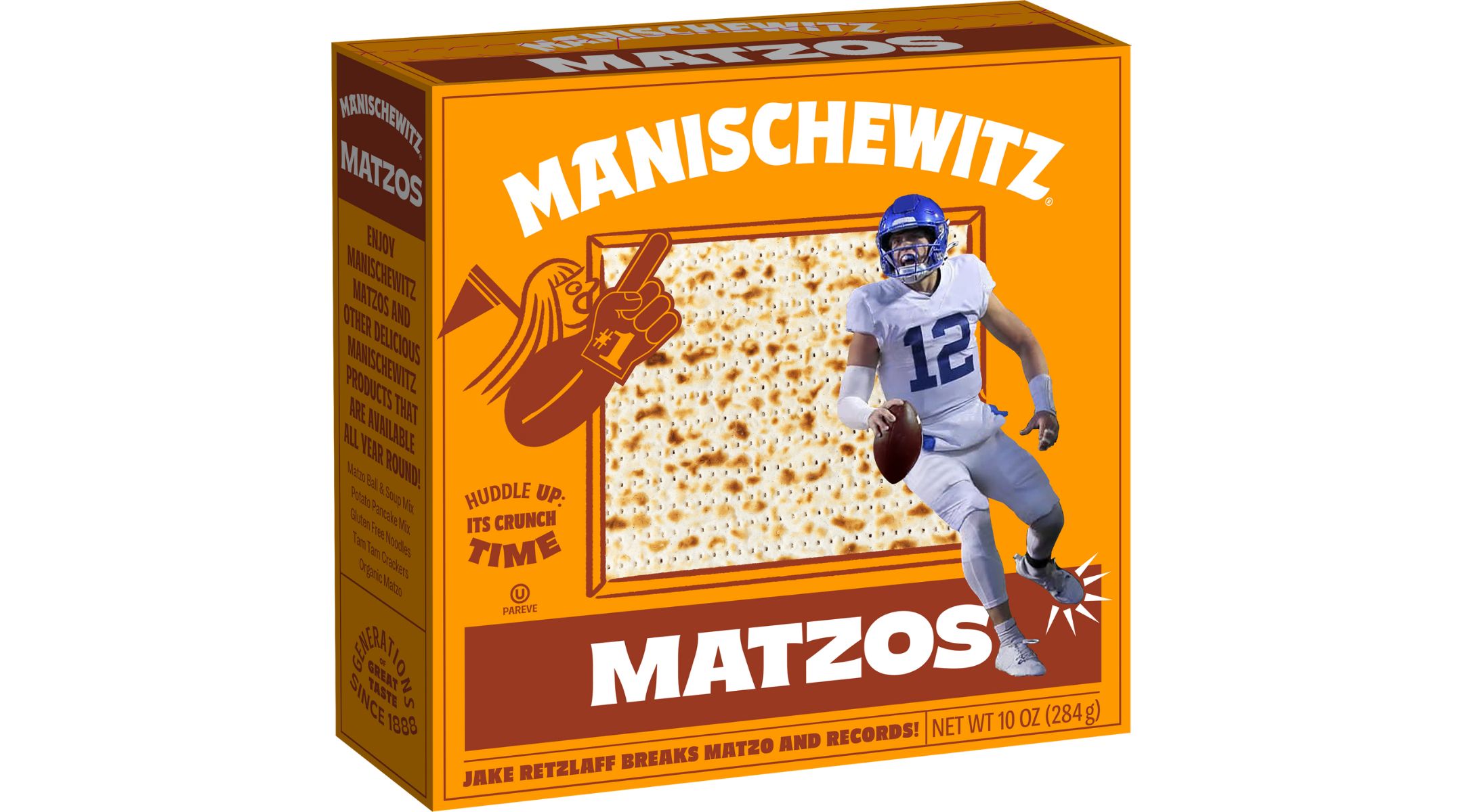 Retzlaff's NIL deal with Manischewitz will include matzah boxes with his picture.                                Courtesy of Manischewitz
