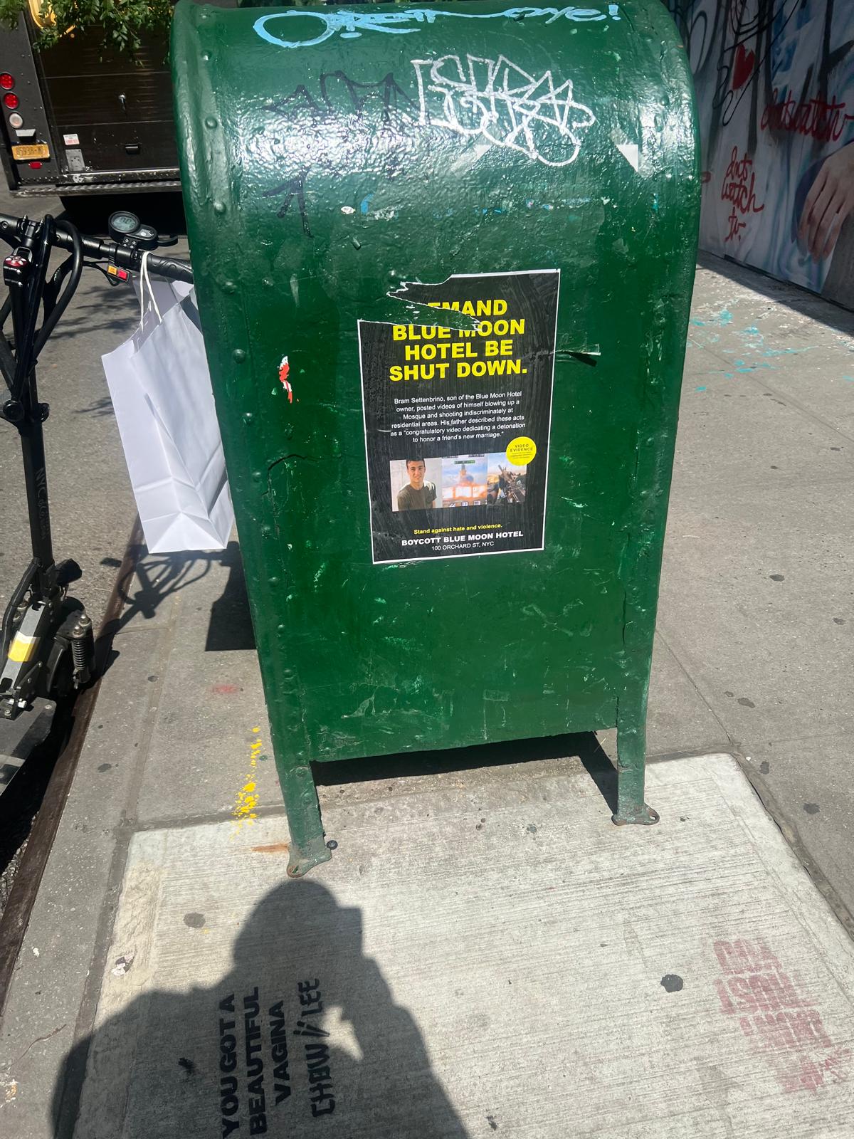 Antisemitic poster against Blue Moon Hotel