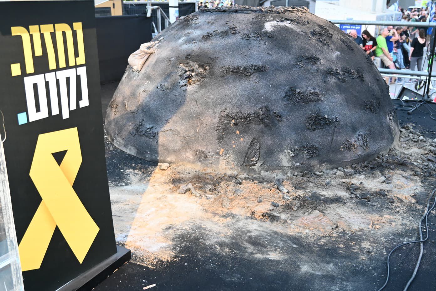 The mound of ash at the protest