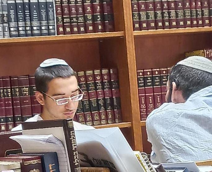 Dvir learning at Yeshiva