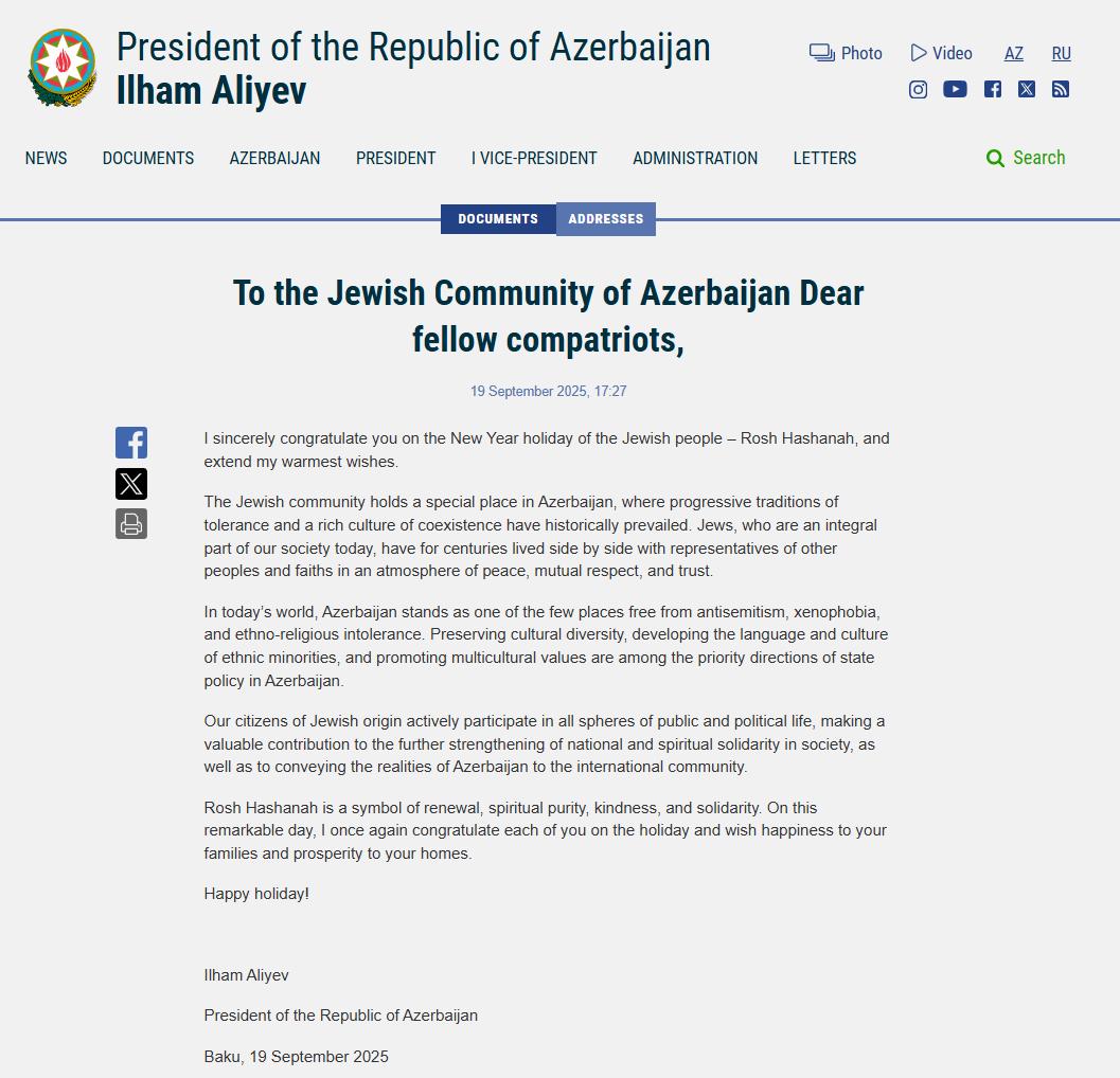 The letter Photo: Presidential Office