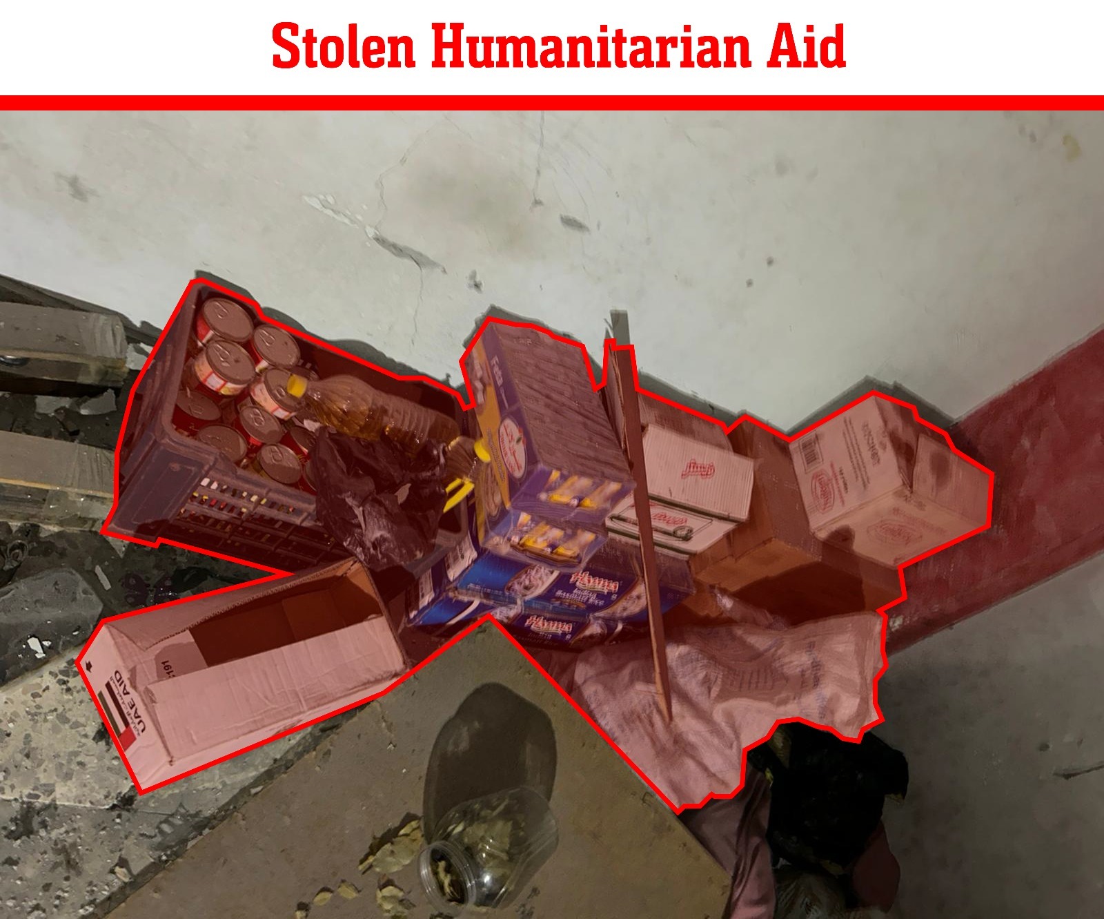 The stolen aid found in the compound