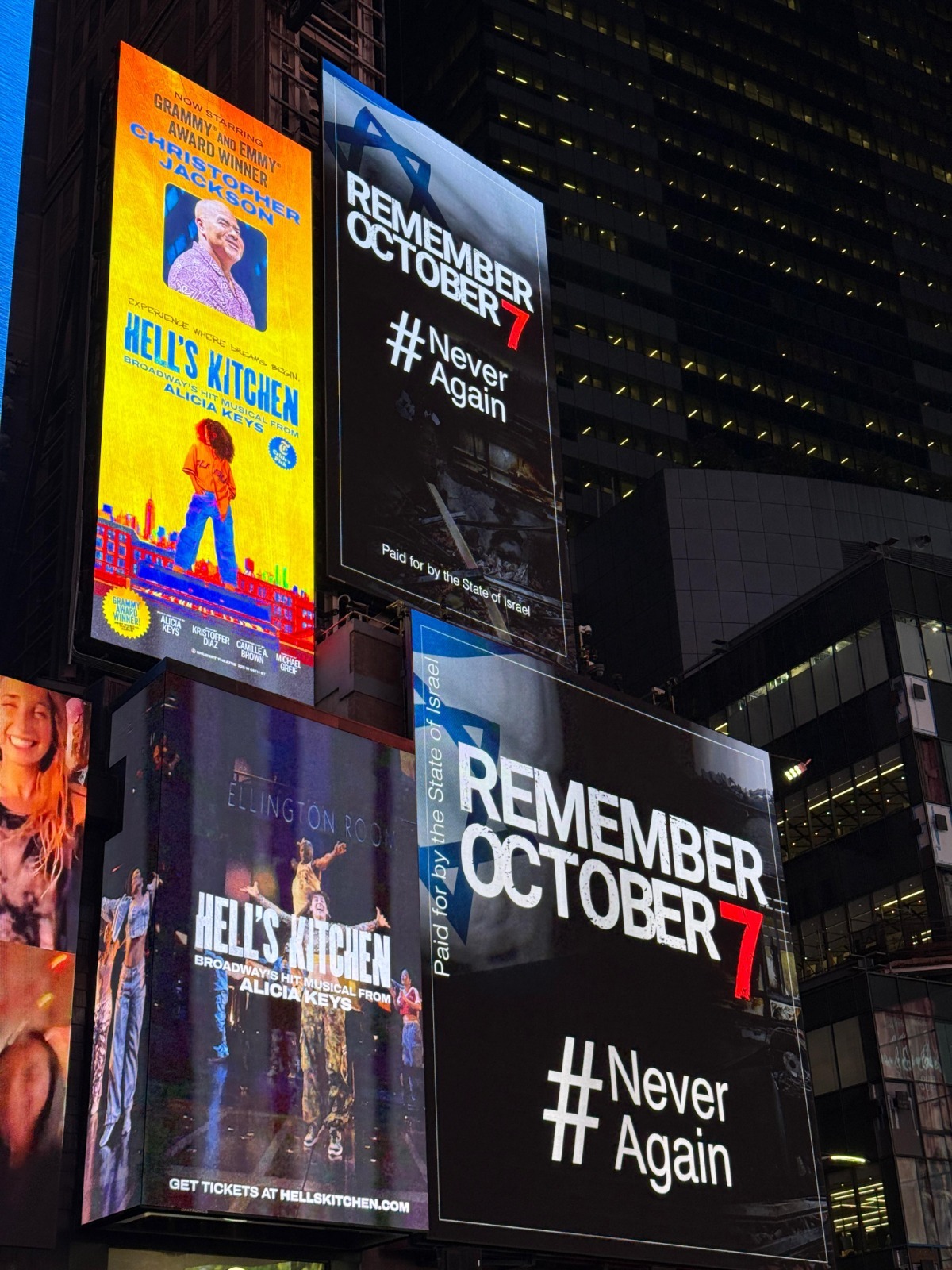 The Remember October 7 signs in Times Square
