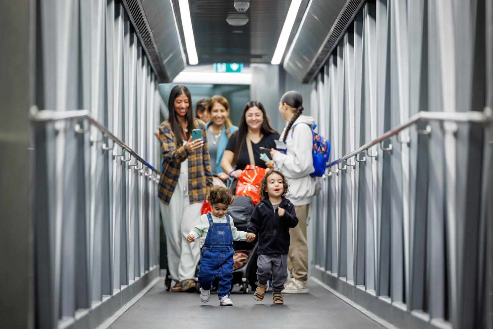 Families arrive on the special tour