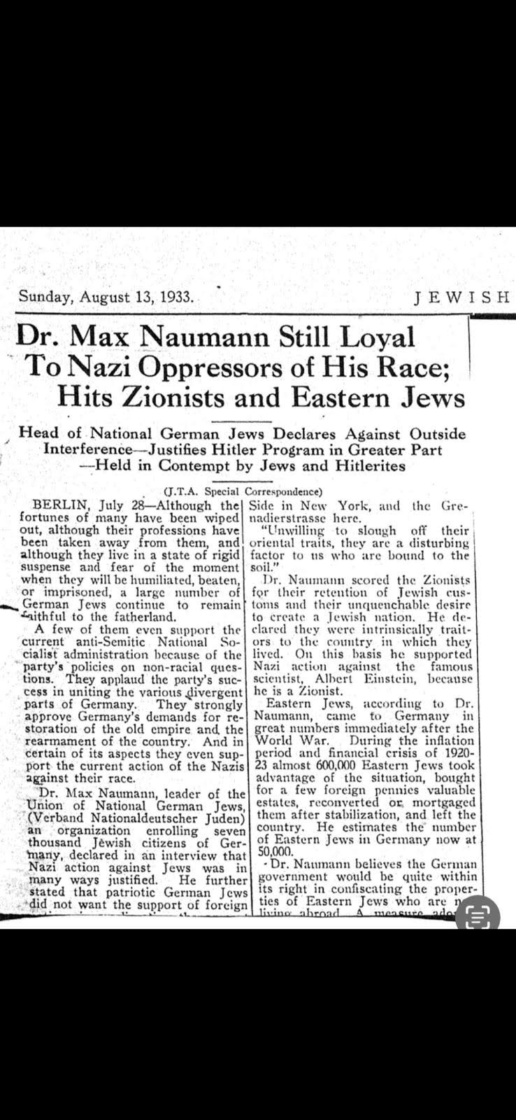 Max Naumann article 1933