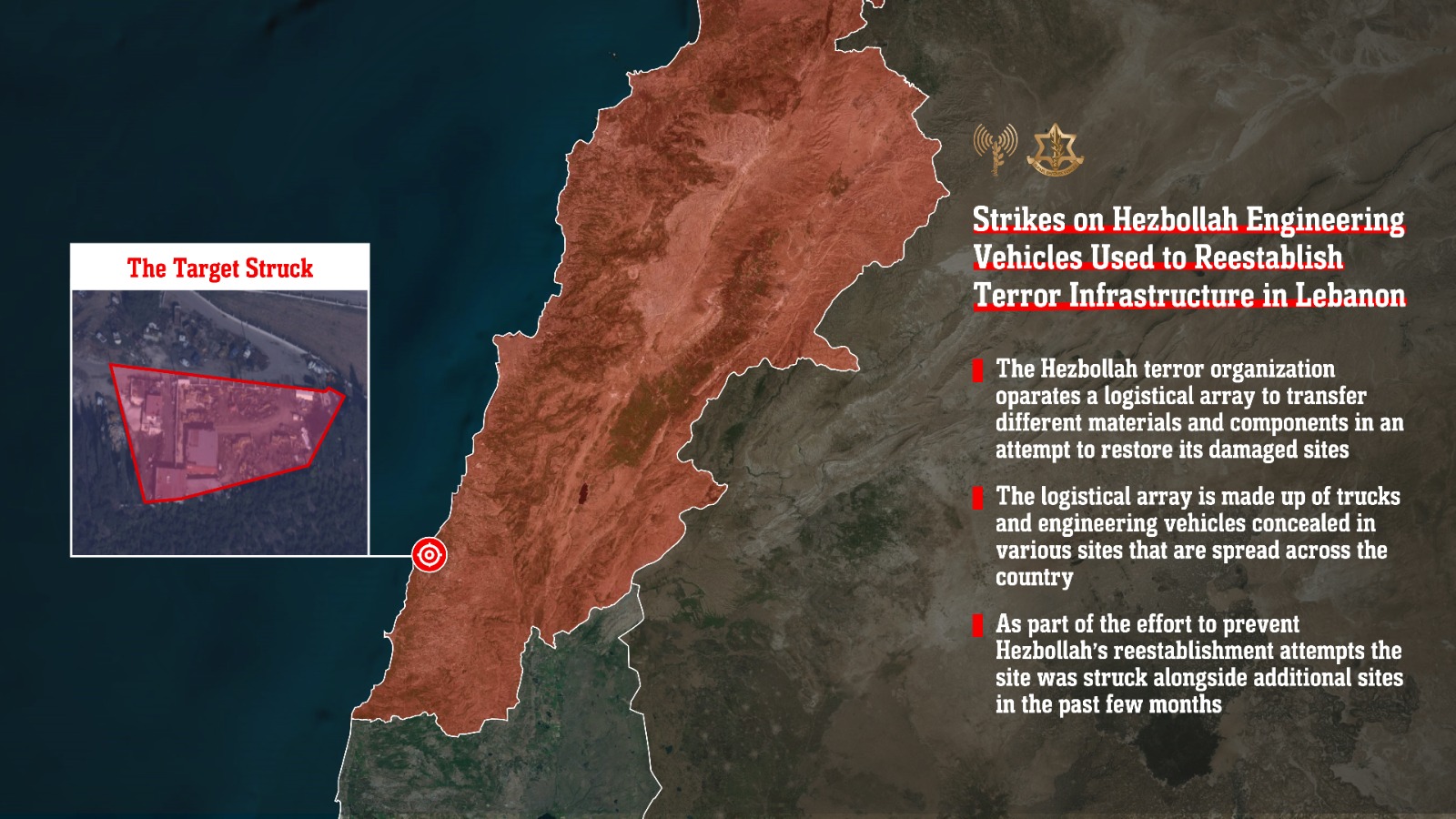 The target struck in southern Lebanon