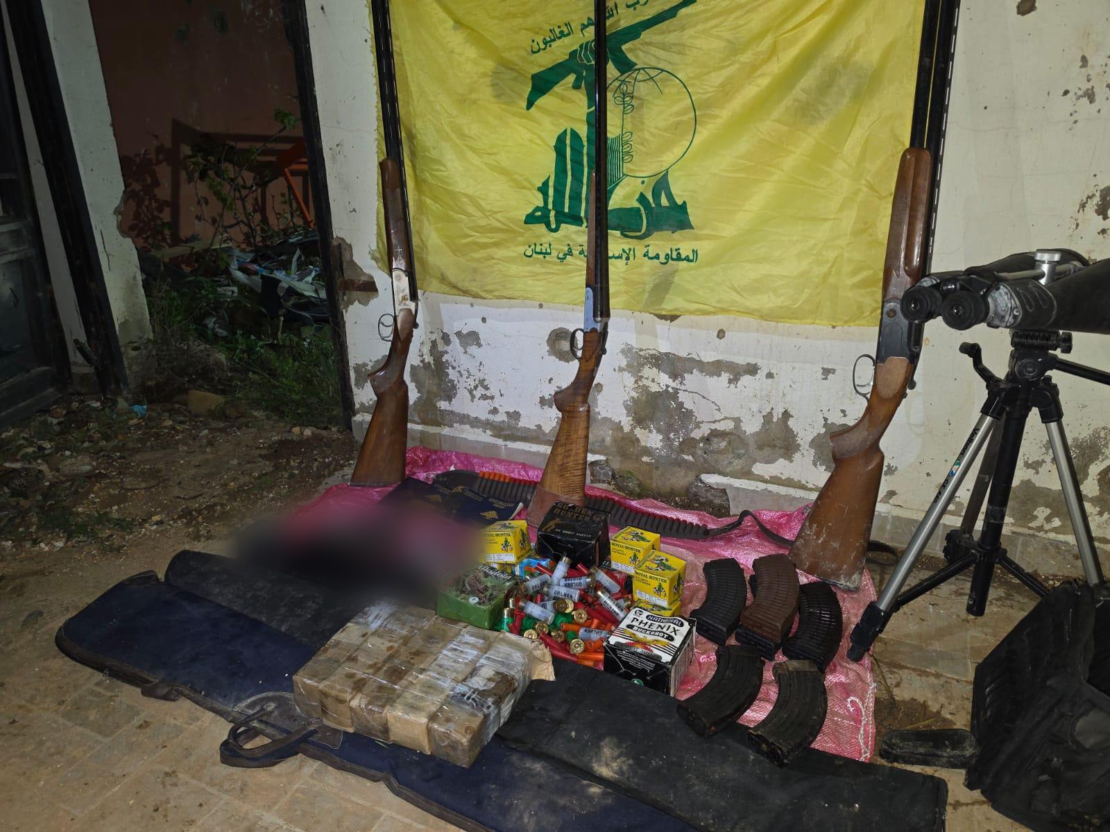 Some of weapons located by the IDF in Lebanon