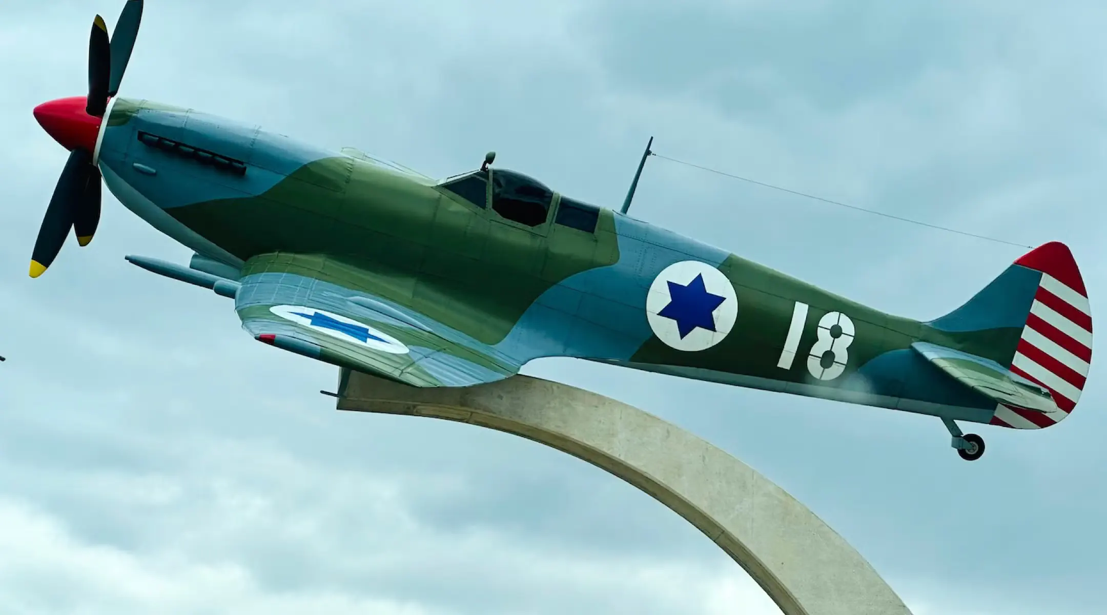 A replica of a Supermarine Spitfire fighter jet honors the 1948 “Operation Velvet" in Nikšić, Montenegro - a monument unveiled in 2024 that symbolizes Montenegro’s historic friendship with Israel. Credit: Larry Luxner