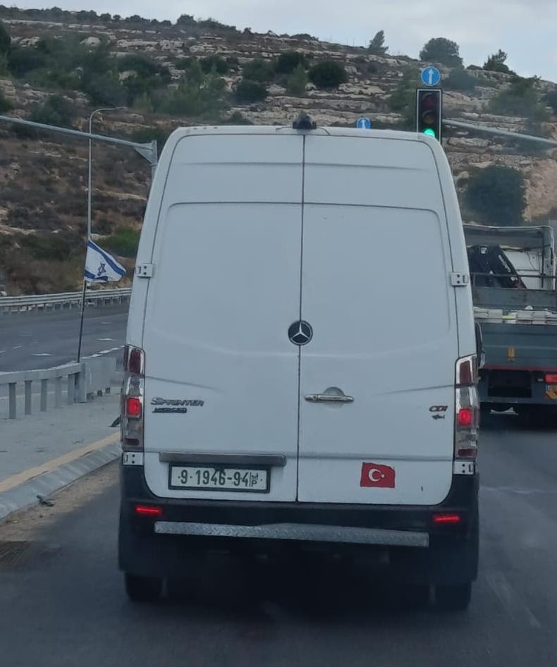 The vehicle with the Turkish flag