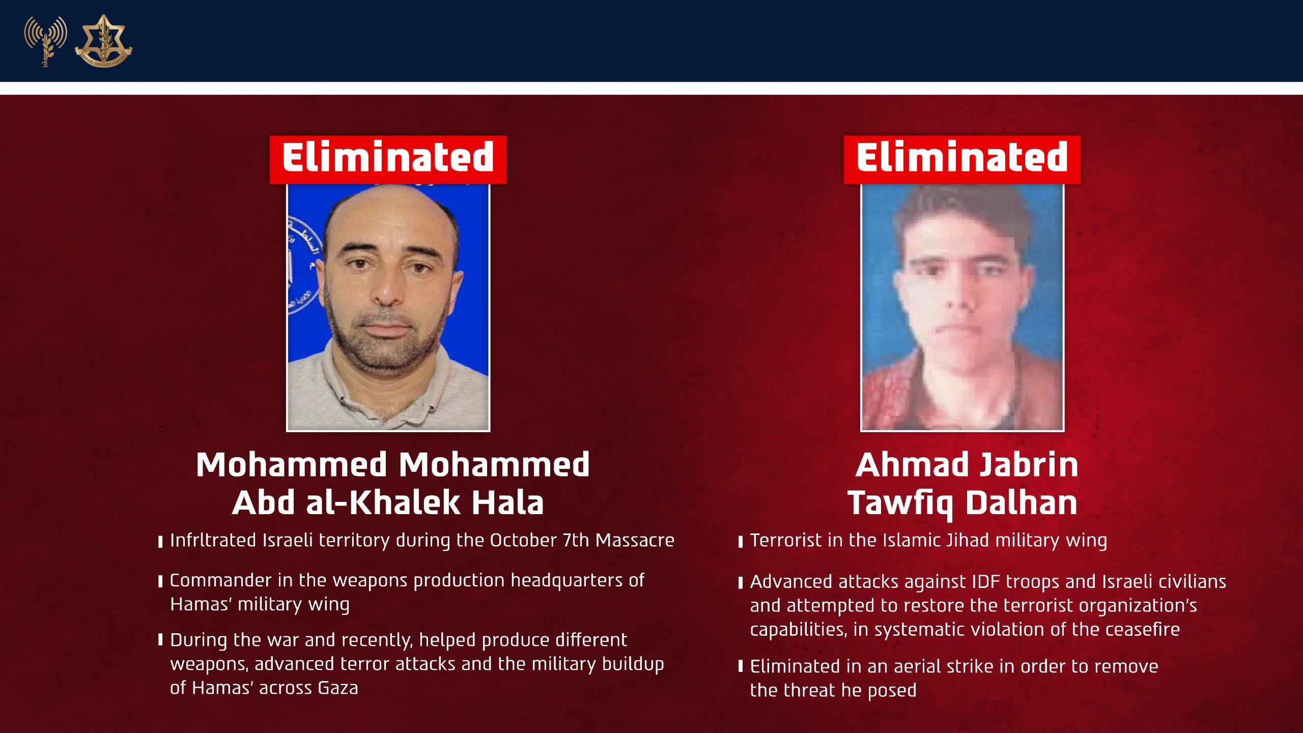The eliminated terrorists