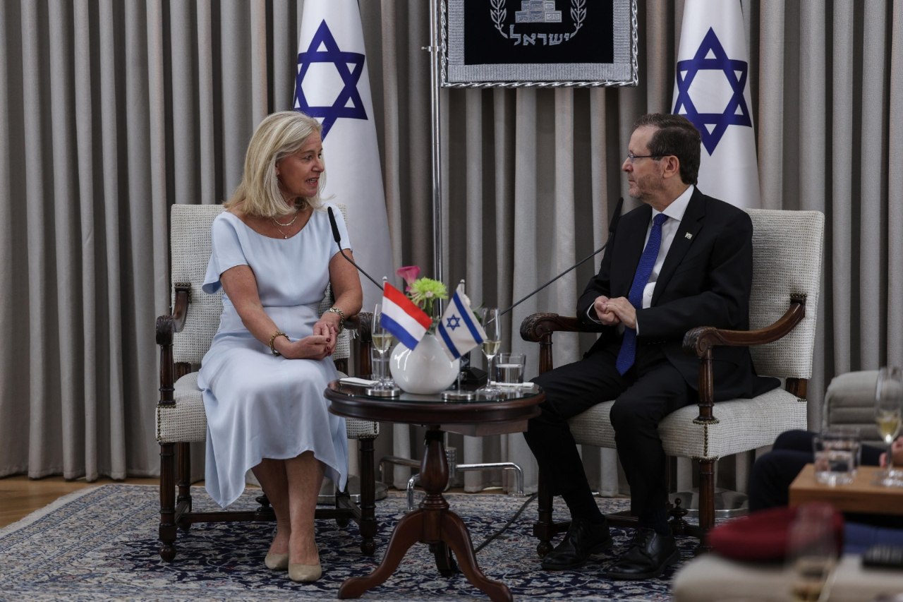 Herzog with the Netherlands' new ambassador